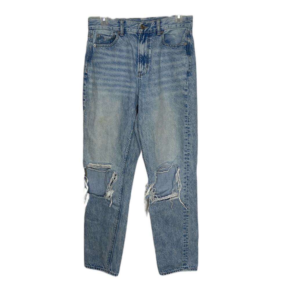 American Eagle Light Wash Distressed Denim Mom Jeans Size 4
